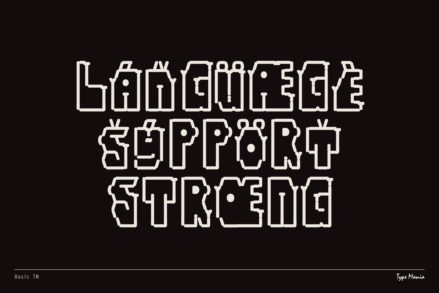 Rough outlined letters spell out Bandaged Support String on black background