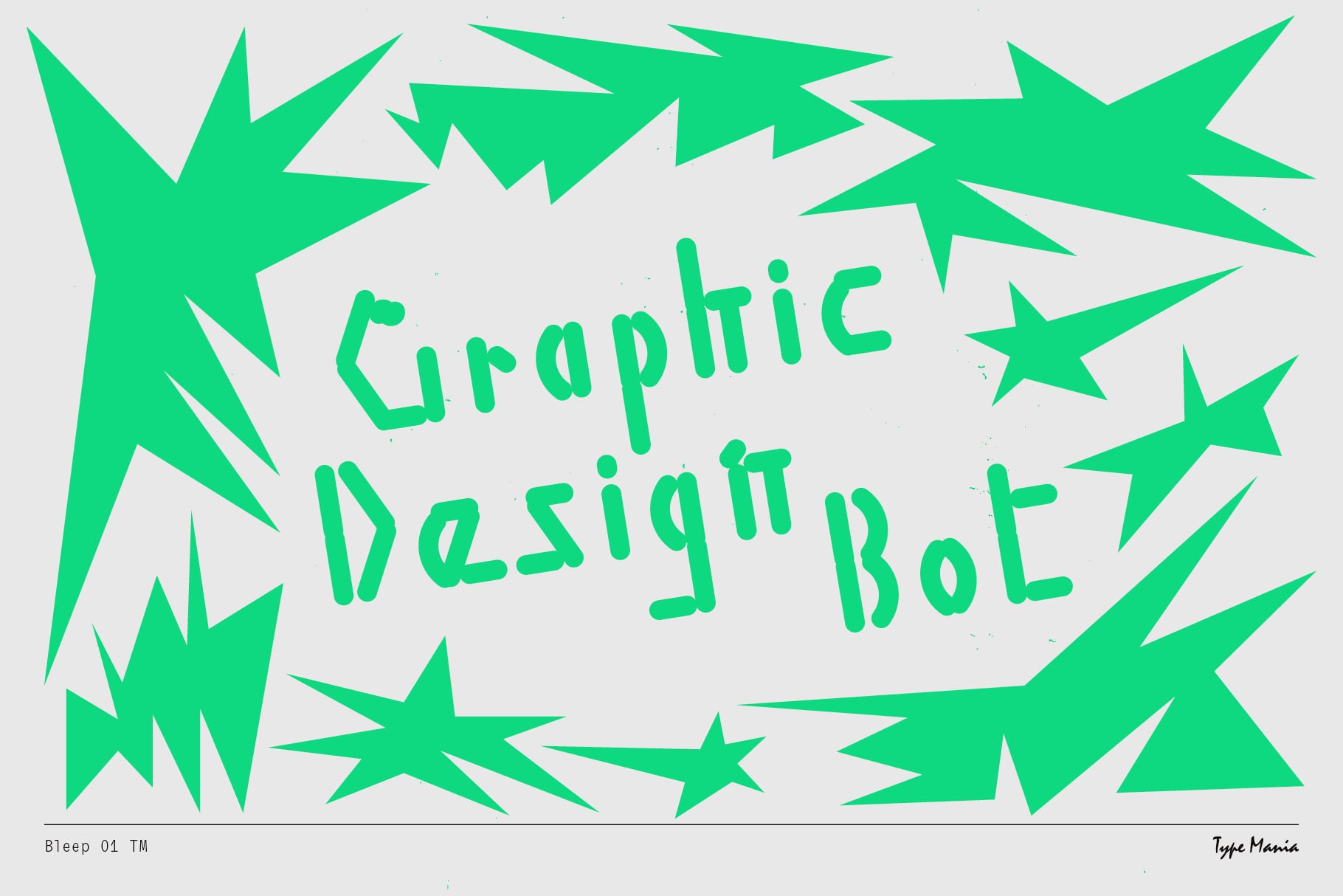 Bright green lightning bolts framing Graphic Design Bot text