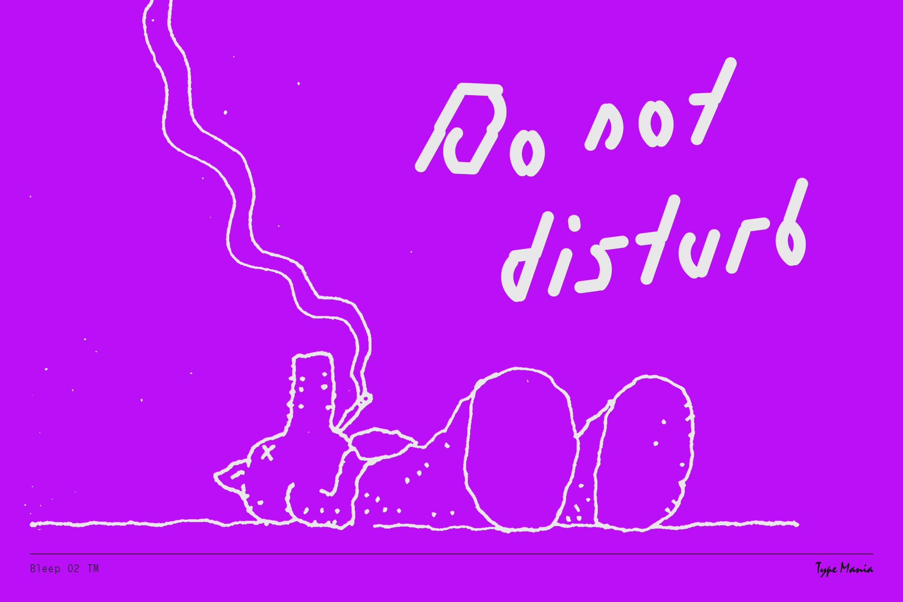 Do not disturb neon italic text with glitchy shapes on magenta