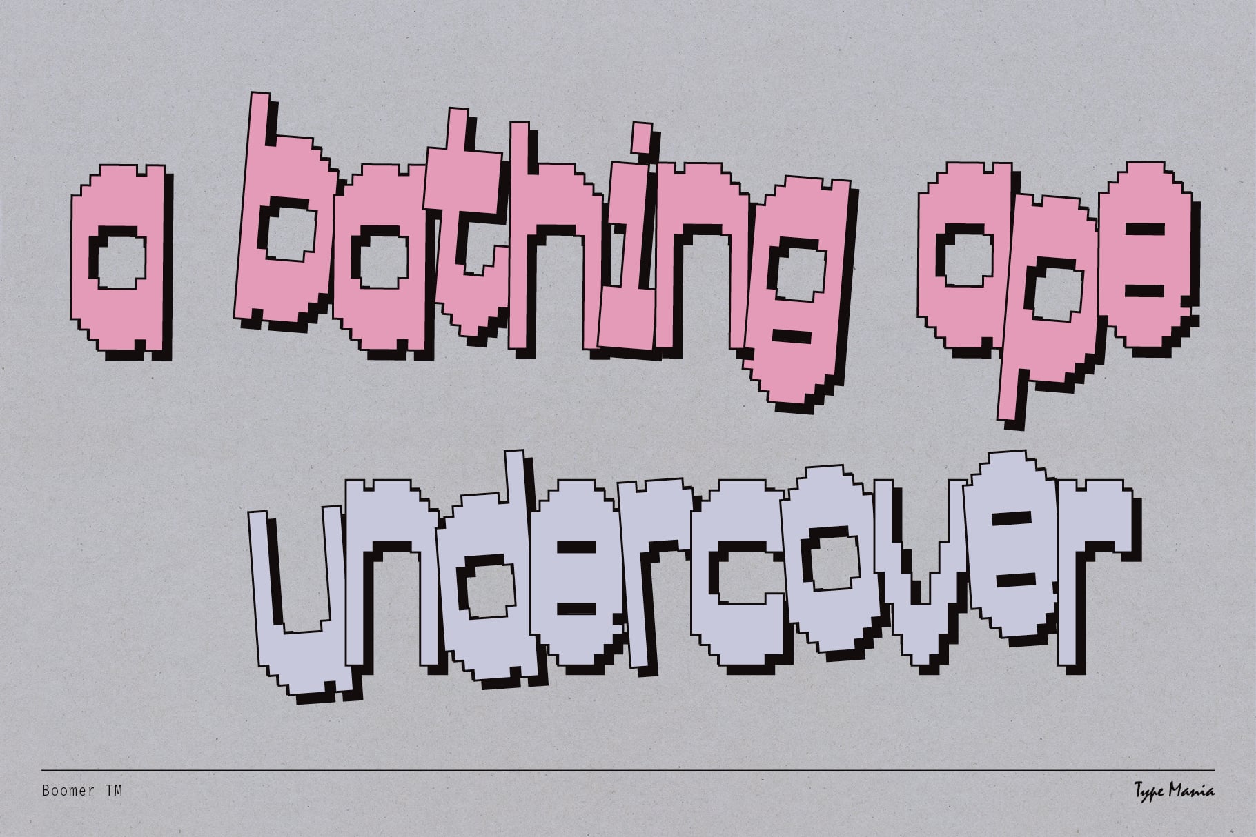 Pink pixelated letters spell Daddying Pop light purple letters spell Winesquad on gray