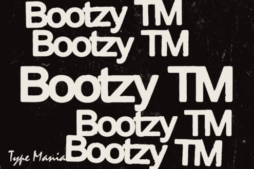 Bold retro typeface Bootzy TM displayed in a distressed black and white style suitable for fonts graphic design typography and creative projects.