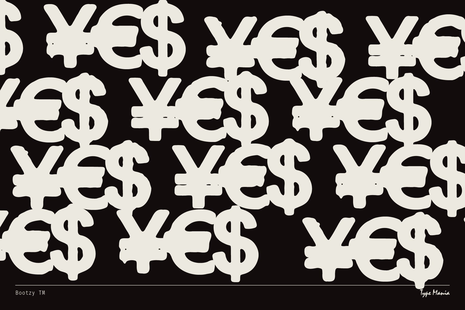 Pattern of YES with dollar sign typography on black background modern graphic design asset for designers typography template digital download
