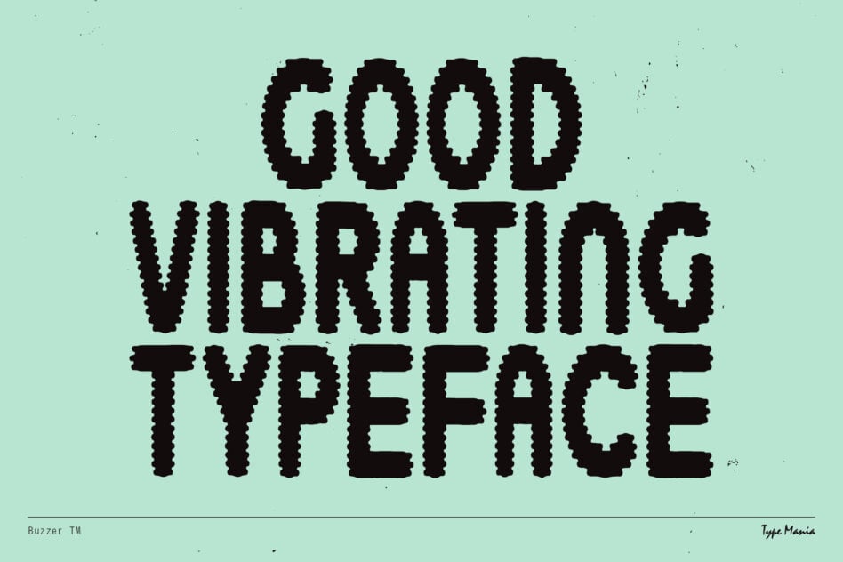 Bold wavy typeface on mint background reading Good Vibrating Typeface for designers. Unique font style for creative projects. Typography asset.