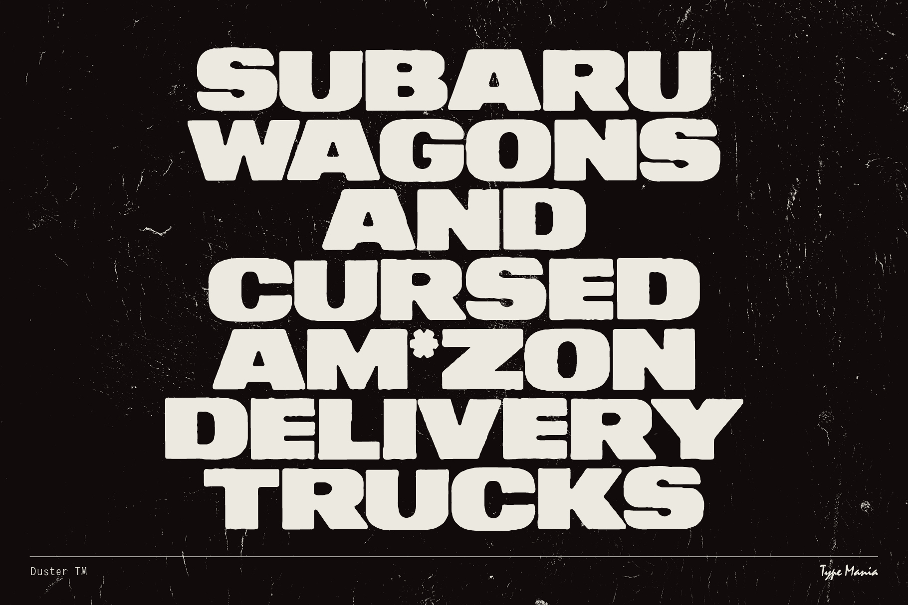 Bold retro-style font design on textured black background with playful text. Ideal for typography projects, graphic design, and creative templates.