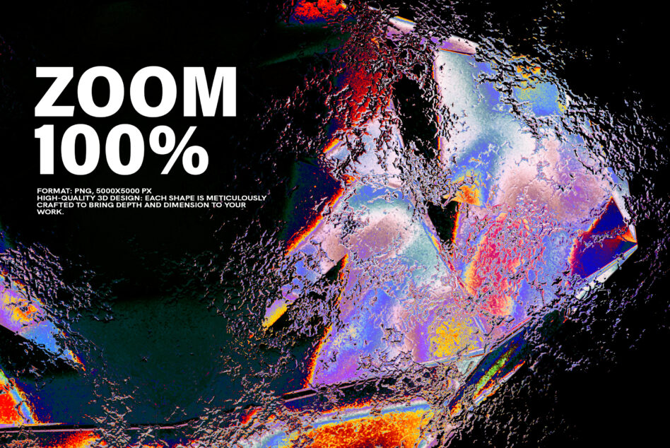 Colorful 3D topographic terrain with glitch effect, zoom 100%