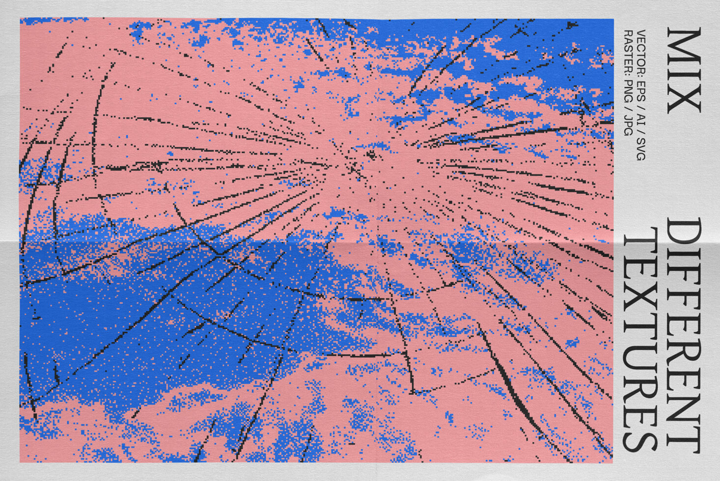 Colorful abstract vector texture design with pixelated pink and blue patterns; perfect for graphic templates and digital art assets for designers.