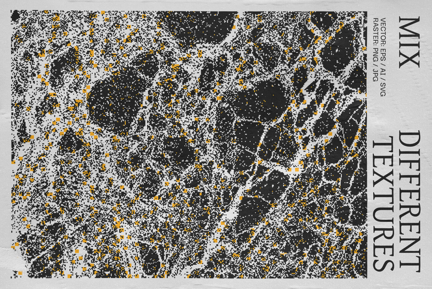 Digital abstract texture with black and orange speckles. Available formats: vector EPS AI SVG and raster PNG JPG. Perfect for graphics and templates.