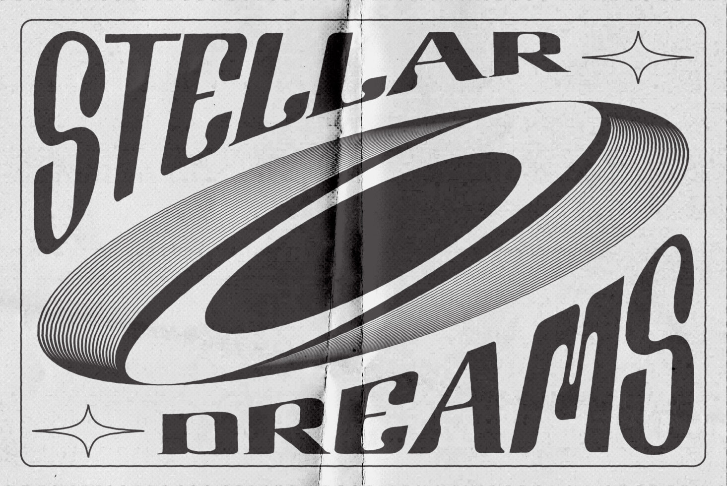 Retro typography poster with the text Stellar Dreams featuring bold vintage fonts and star graphics suitable for designers seeking unique font graphics.