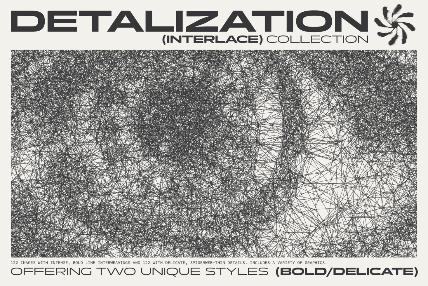 Detalization Interlace Collection cover with dense interwoven line texture