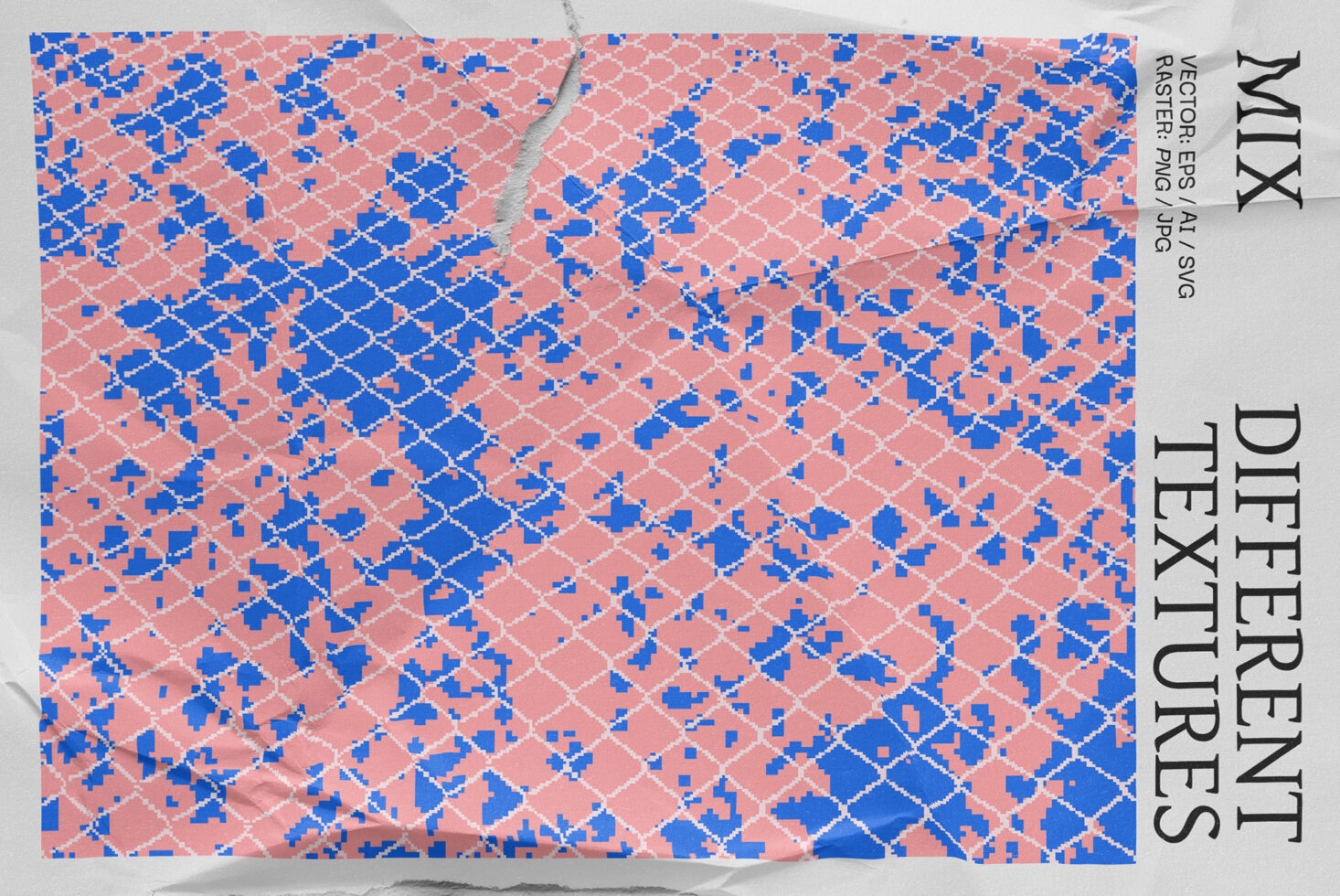 Abstract seamless pattern texture with pink and blue geometric design, suitable for digital graphics projects. Ideal for designers seeking unique motifs.