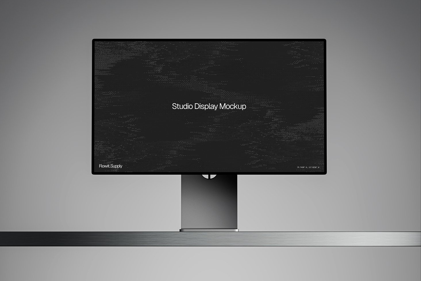 Studio display mockup on a modern monitor against a neutral background perfect for showcasing digital assets templates branding design presentations