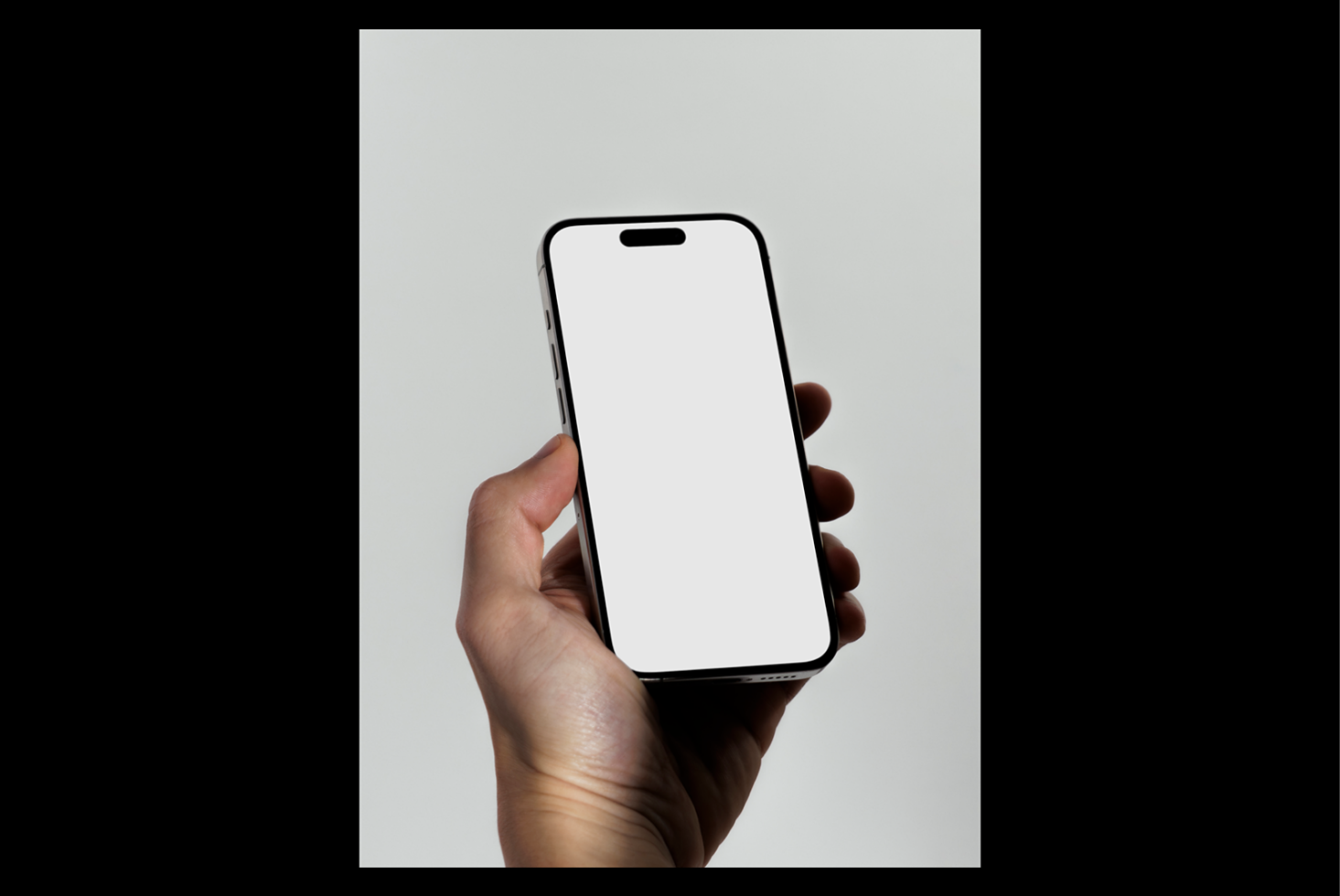 Smartphone mockup with blank screen held in hand perfect for UI UX design presentations digital assets designers customizable template graphics mockups.
