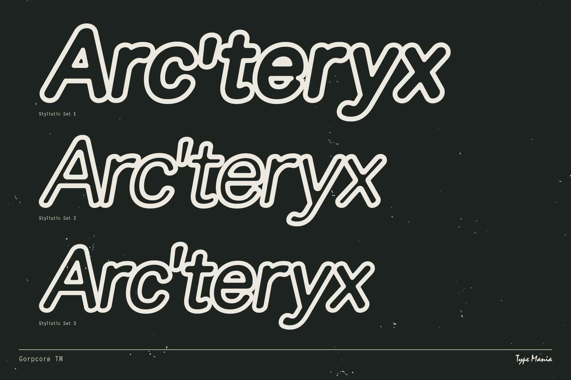 Bold retro font with three stylistic variations on a dark background. Perfect for graphic design, branding, and typography-focused projects.