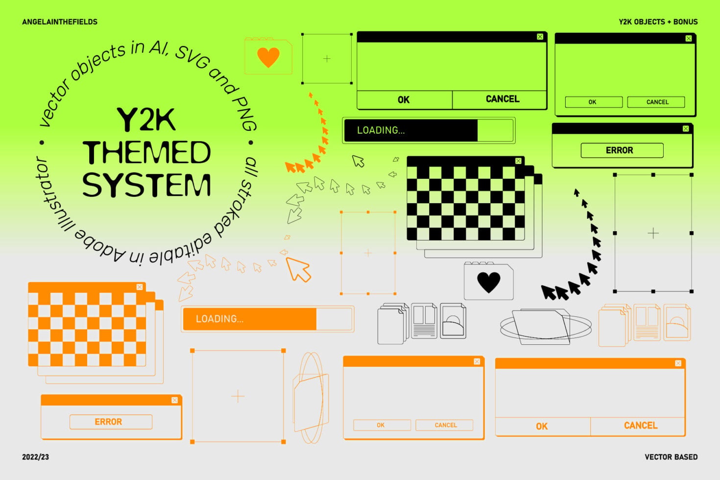 Y2K system UI elements windows dialog boxes cursors checkerboard patterns