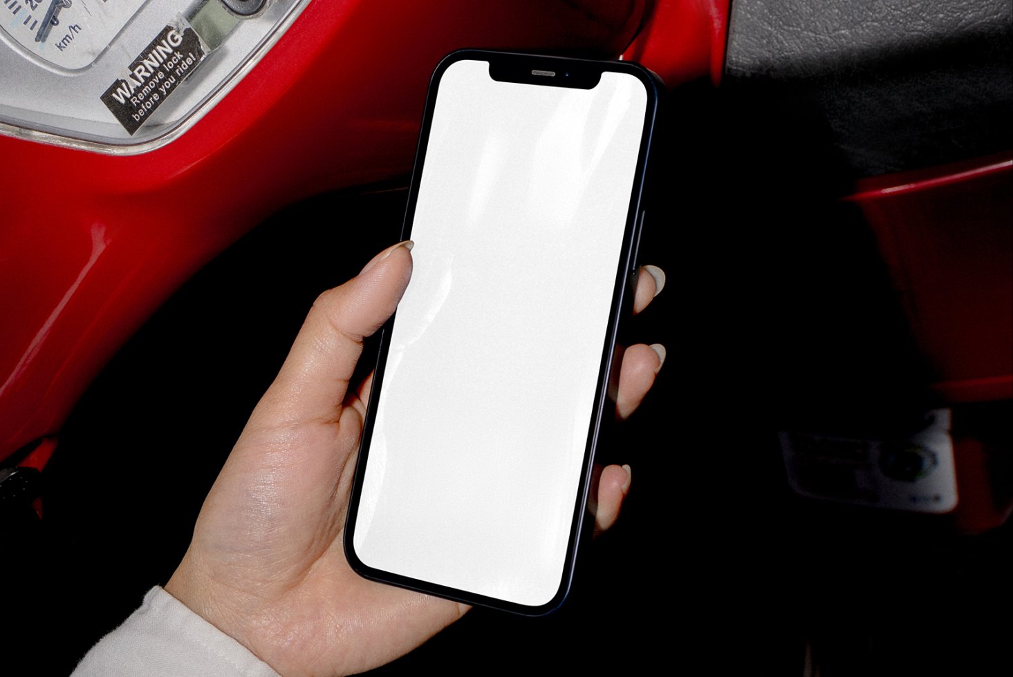 Smartphone in hand with blank white screen mockup perfect for app design templates UI UX resources digital mockups designers marketplace graphic assets