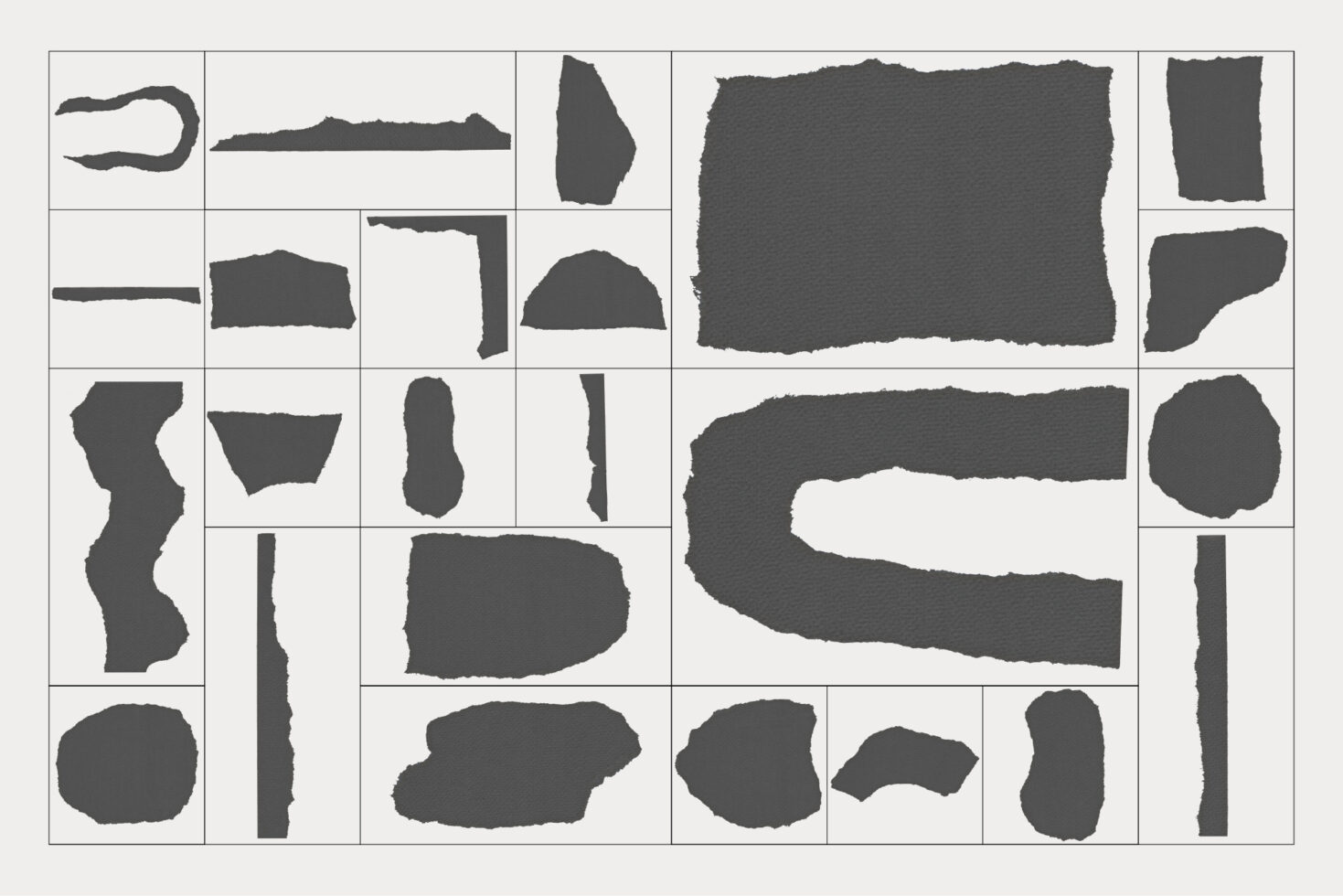 Set of black torn paper pieces mockup. Perfect for graphic design projects, texture overlays, scrapbooking, creative templates for designers.
