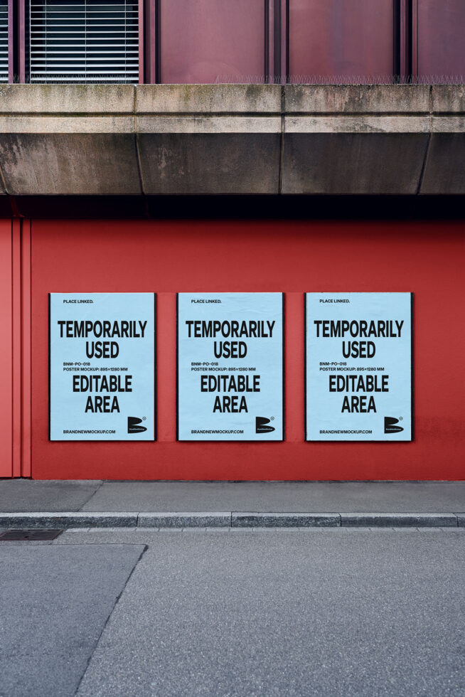 Urban poster mockup on red wall showcasing editable design templates ideal for graphic designers in digital assets marketplace SEO keywords included