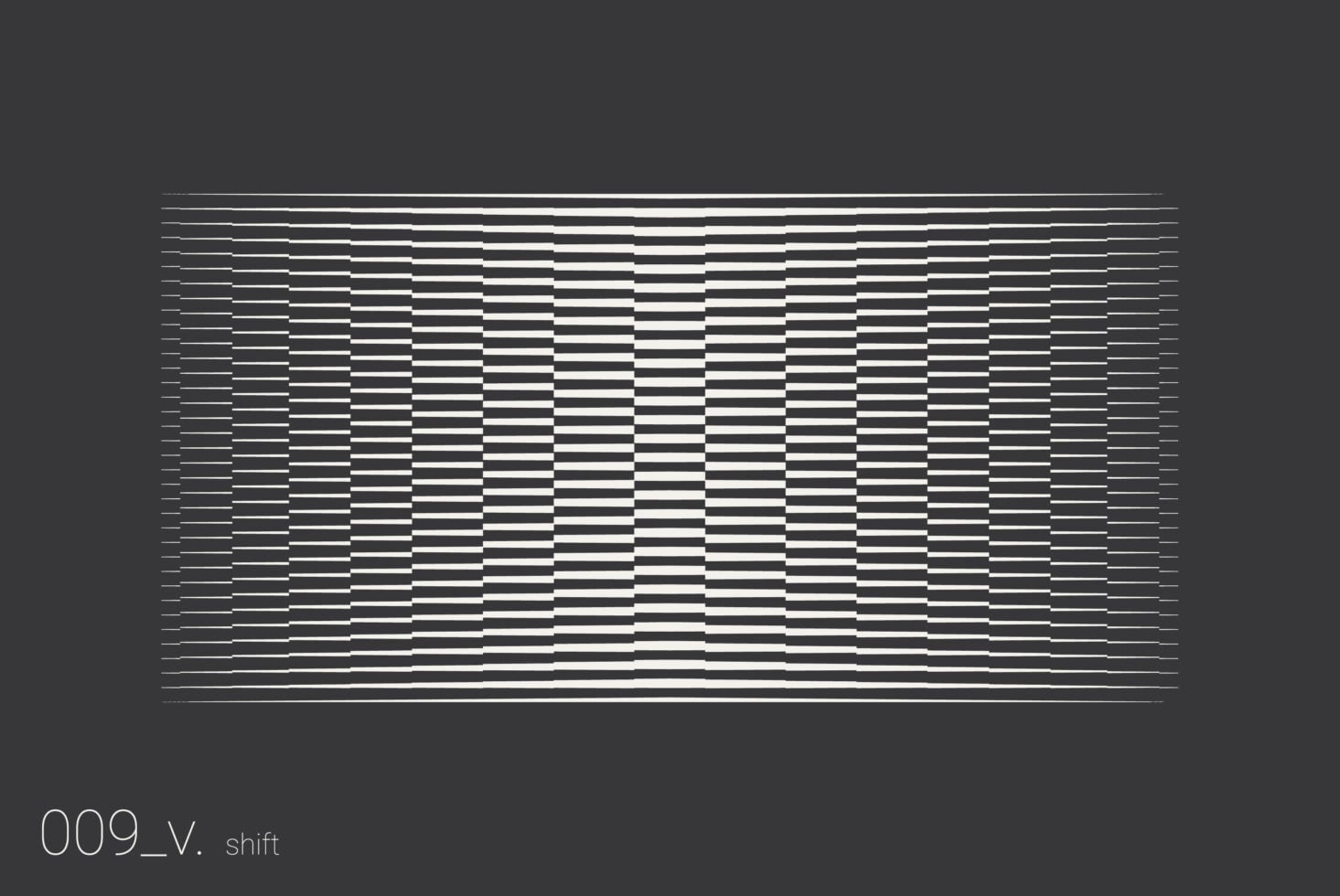 Horizontal lines with checkerboard blocks creating wavy optical effect
