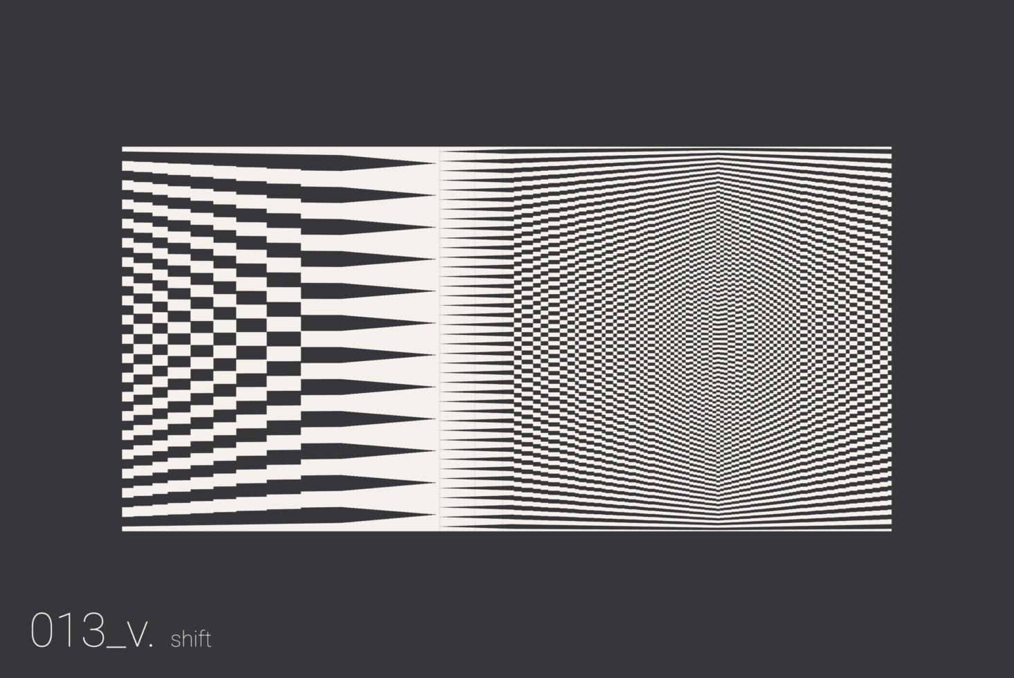 Two halves showing distorted lines left side, tight grid right side