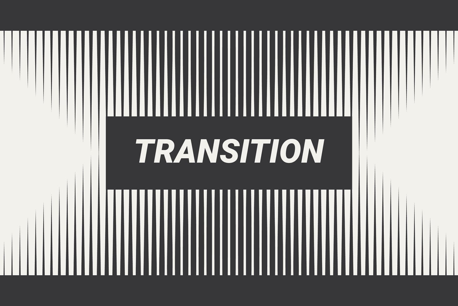 VHS scan lines transition effect with text overlay saying Transition