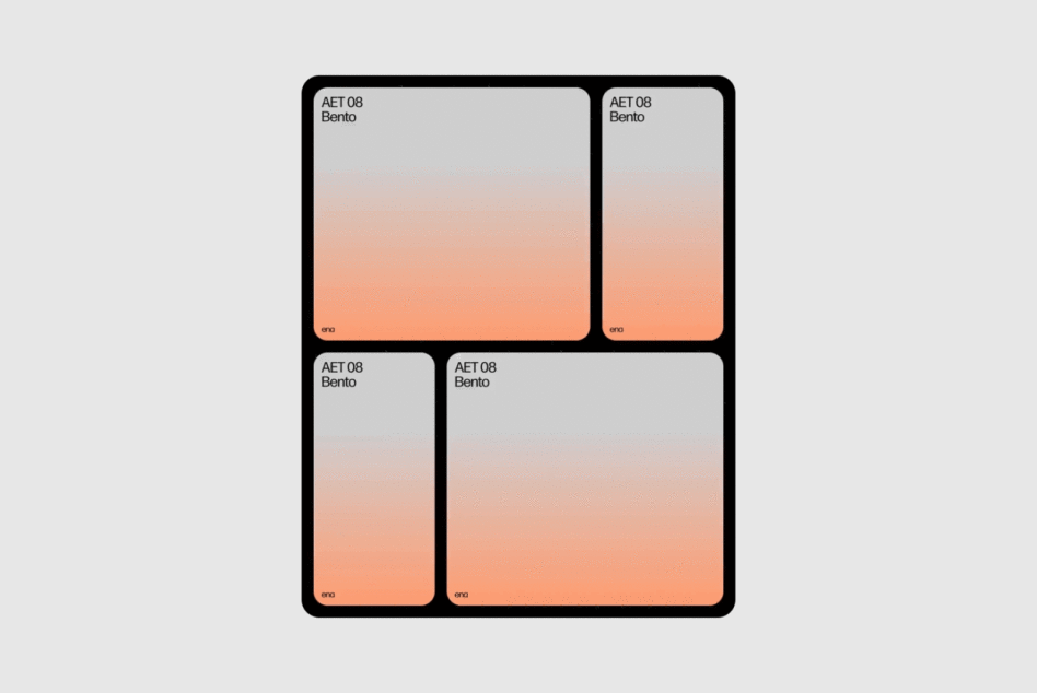 Minimalistic gradient UI design template featuring four rounded rectangular mockup frames with a soft peach gradient. Ideal for designers' projects.