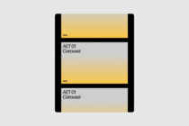Vertical mobile mockup displaying carousel cards with yellow gradient dividers