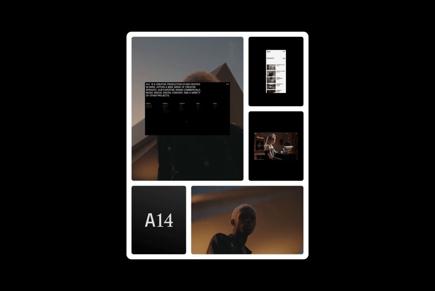 Collage design template featuring creative studio visuals with text overlays perfect for presentations graphics and digital marketing assets for designers