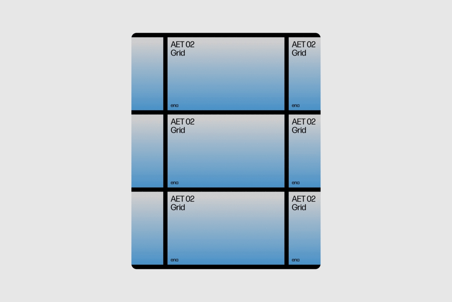 AET 02 Grid template featuring a gradient blue grid layout, ideal for designers seeking customizable graphics and layouts for digital projects.