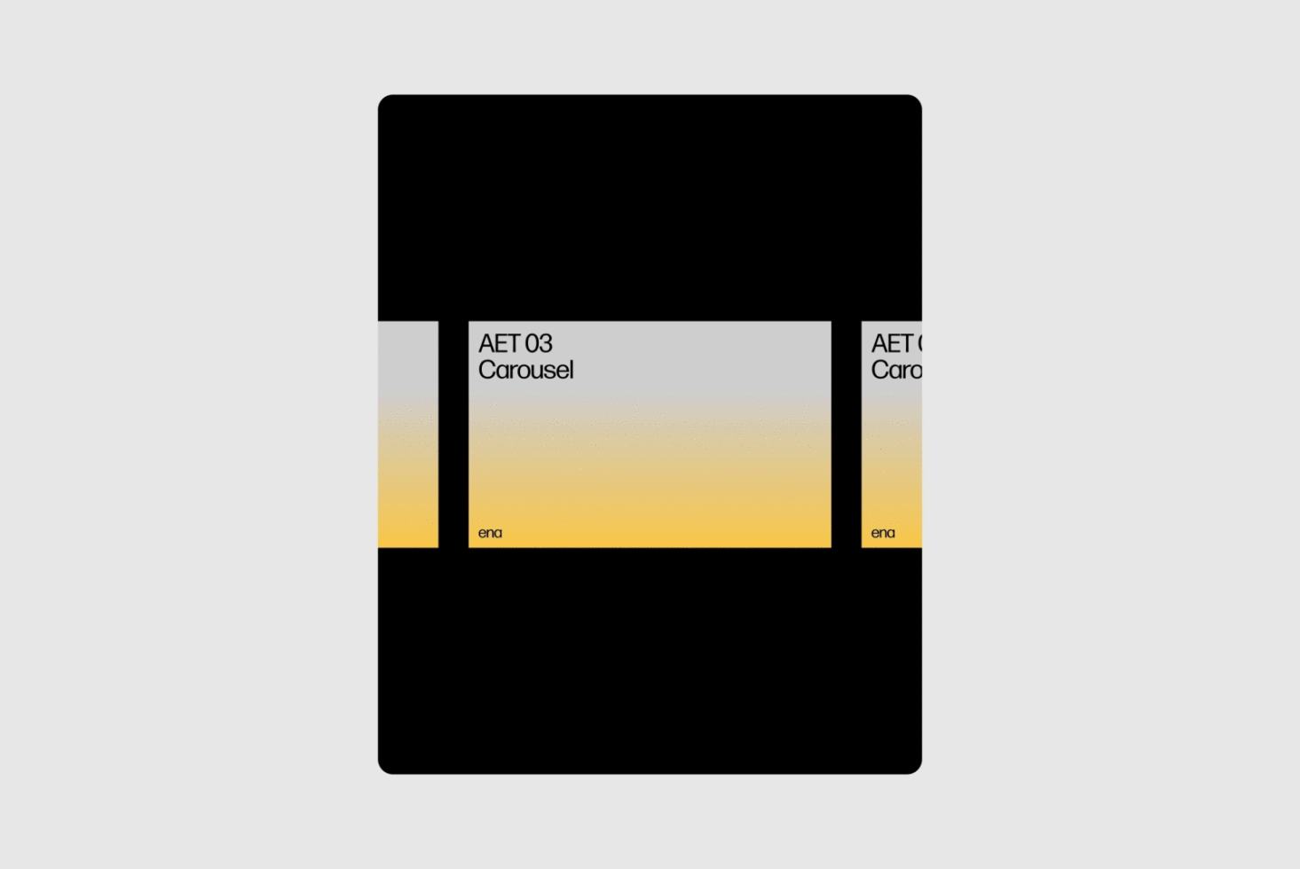 Gradient background template with black text bars showcasing AET 03 Carousel ena. Ideal for design projects mockups digital assets and templates.