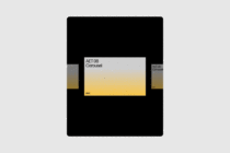 Device carousel mockup with gray to yellow gradient swatch labeled AET 08