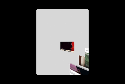 Floating web design mockup on gray background showcasing website templates and preview screens for digital designers graphic resources marketplace