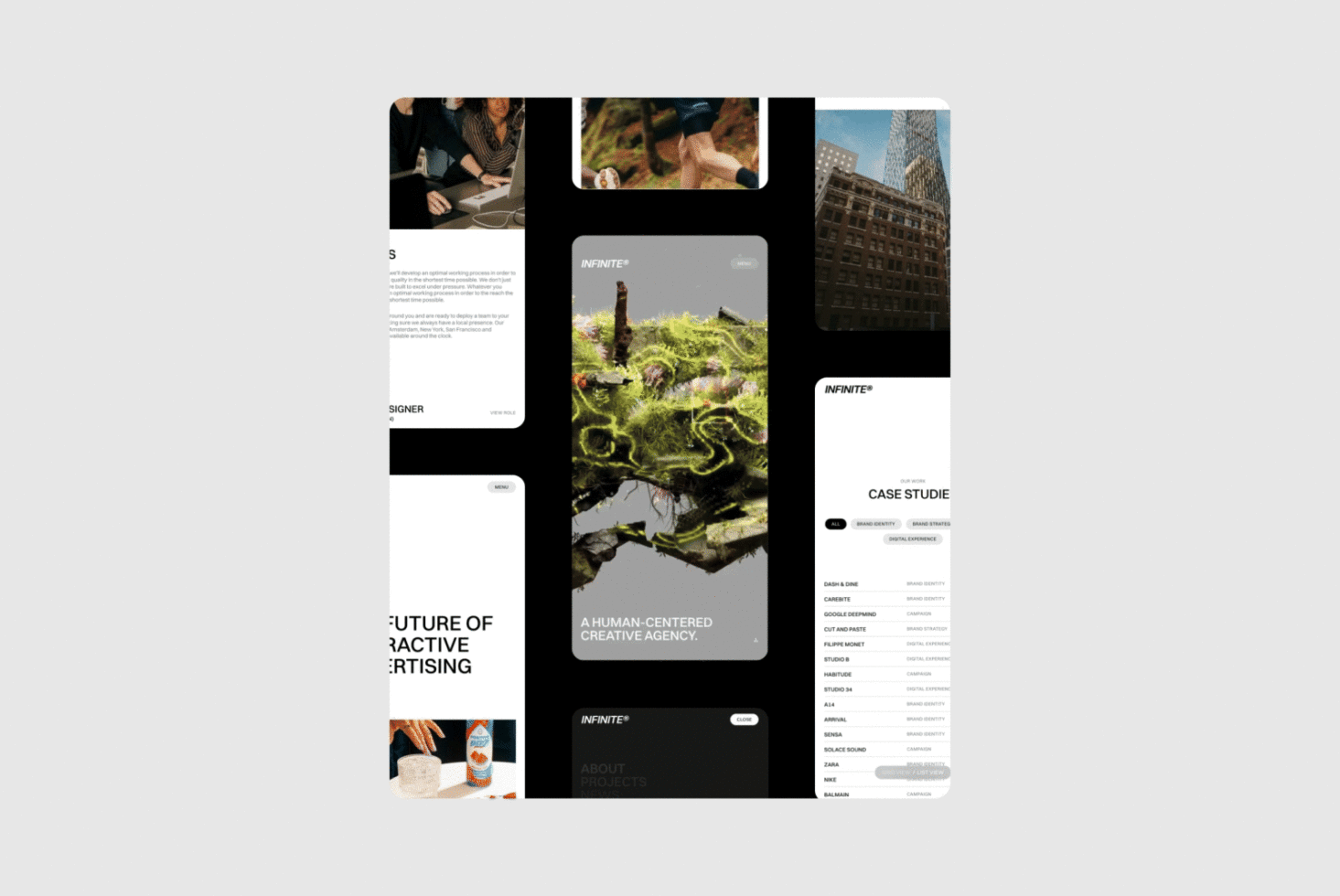 Website mockup showcasing a creative agency design with interactive layouts vibrant visuals and professional branding elements Perfect for design inspiration.