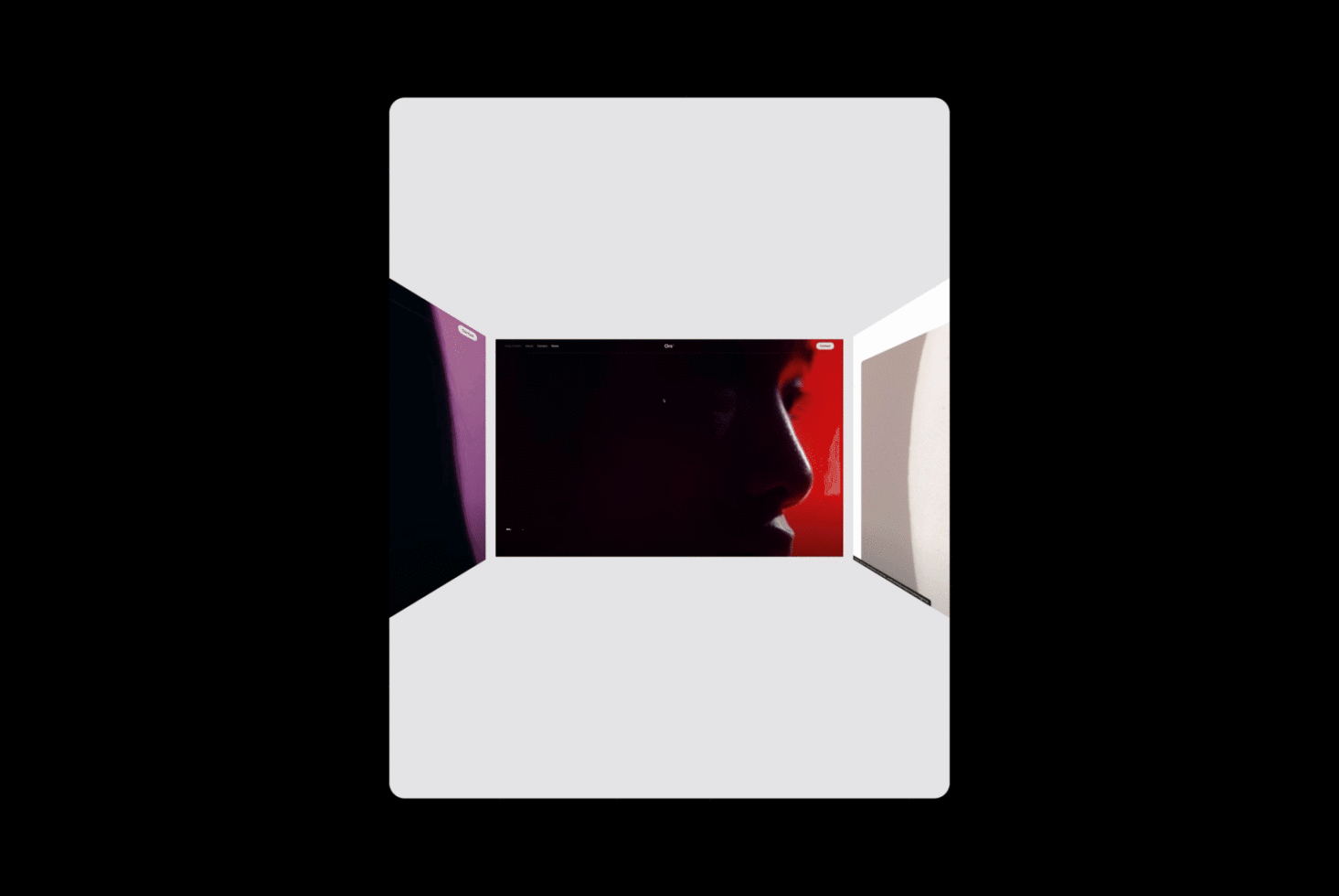 Abstract digital art with face silhouette in red light, modern design mockup for creative projects, graphic assets, and design templates.