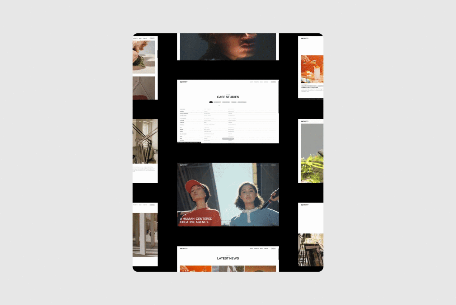 Collage of modern web templates showcasing diverse designs. Ideal for designers seeking inspiration in creating sleek and creative website layouts.