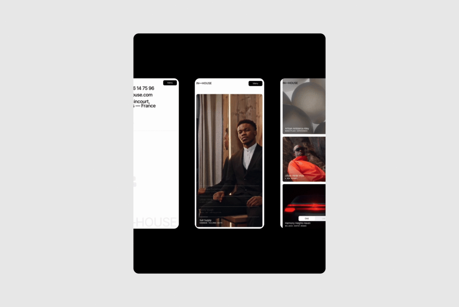 Mobile app UX mockup featuring elegant interface with diverse content. Ideal for designers seeking inspiration in modern UI design. Templates.