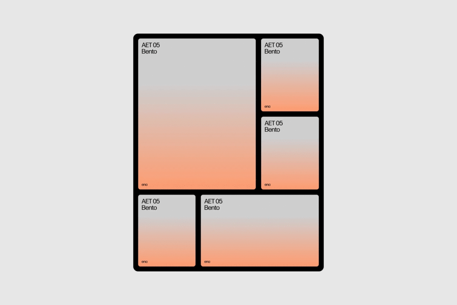 Abstract orange gradient grid design with bento layout suitable for mockups and templates. Ideal for graphic design projects and typography displays.