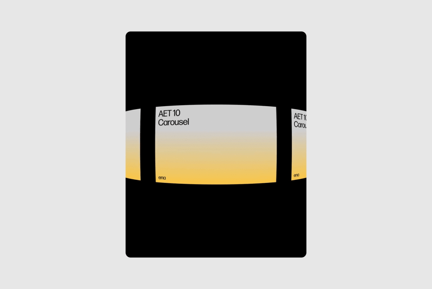 Minimalist graphic displays text AET 10 Carousel on a gradient background from gray to orange. Perfect for digital design mockups and creative templates.