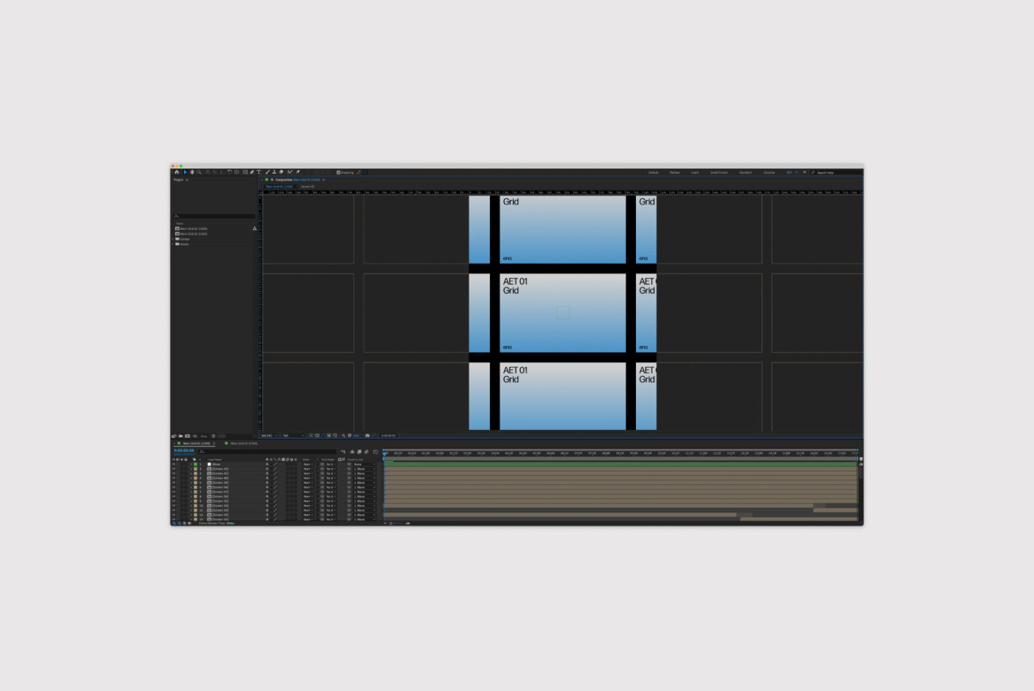 Design software interface showcasing grid templates in a multimedia editing program. Ideal for designers seeking mockup resources and graphic assets.