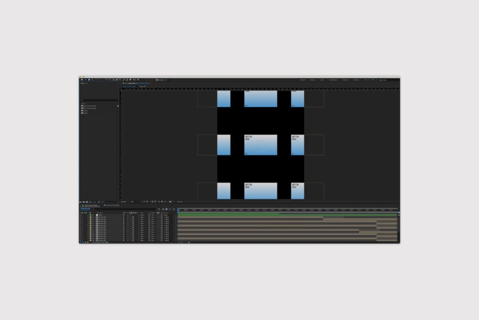 After Effects template design interface showcasing organized layers and timeline for video editing and animation assets suitable for graphic designers.