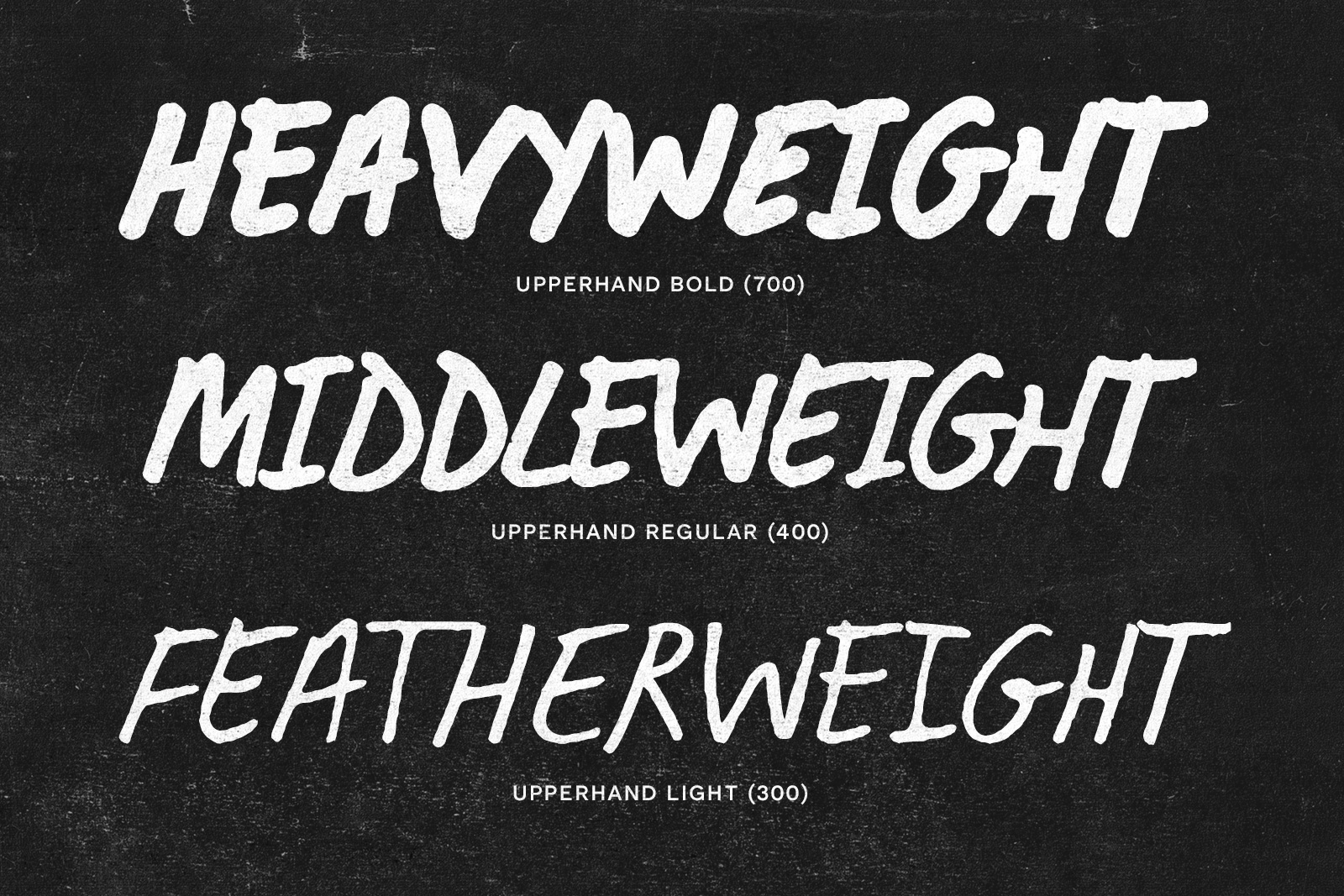 Font weights displayed on weathered black surface showing three weight variations