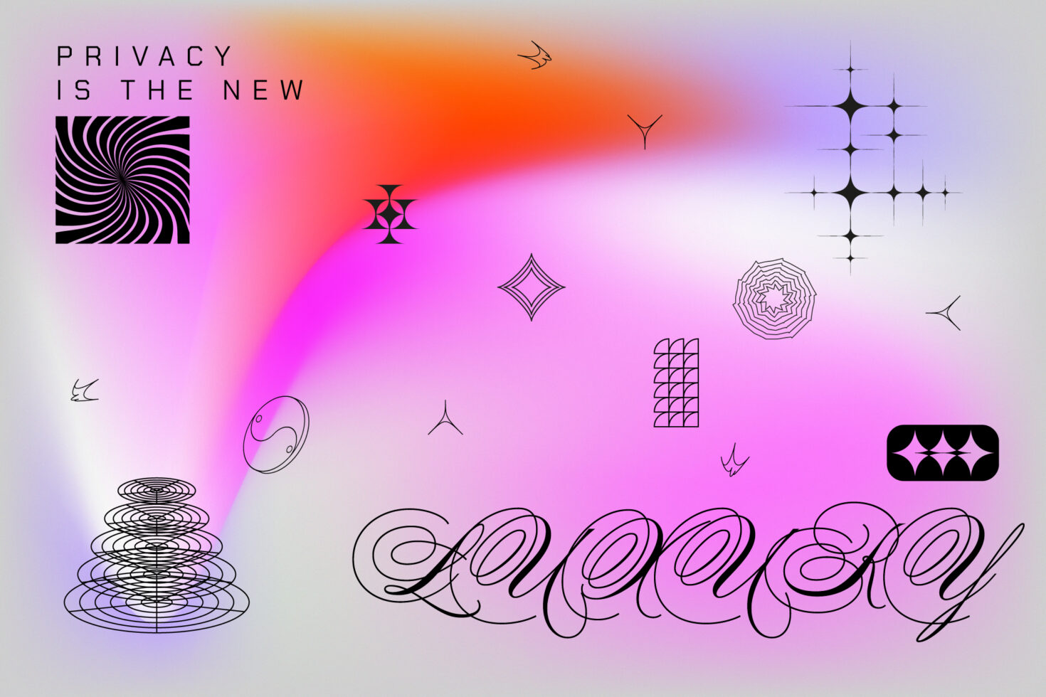 Abstract gradient background with geometric shapes and decorative text luxury. Keywords: graphics, design, template, digital asset, abstract, geometric.