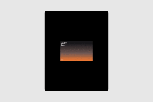 Gradient design graphic featuring text AET 01 Reel on a minimal black and orange background. Ideal for modern design mockups and templates.