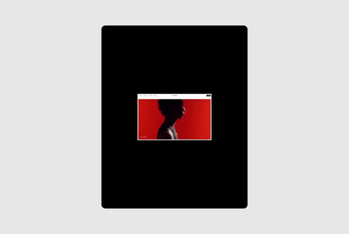 Minimalist browser mockup featuring a silhouette portrait against a bold red backdrop, perfect for web design presentations and digital portfolio showcases.