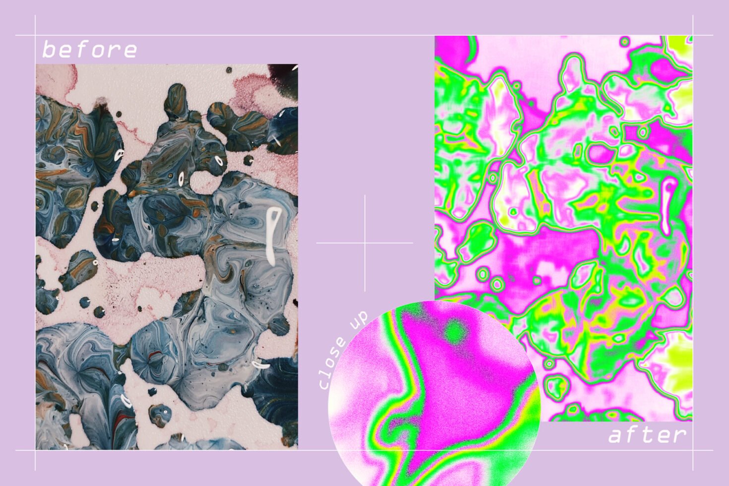 Fluid abstract art transformation with vivid neon colors for graphic design resources. Ideal for creatives seeking unique textures for mockups or templates.
