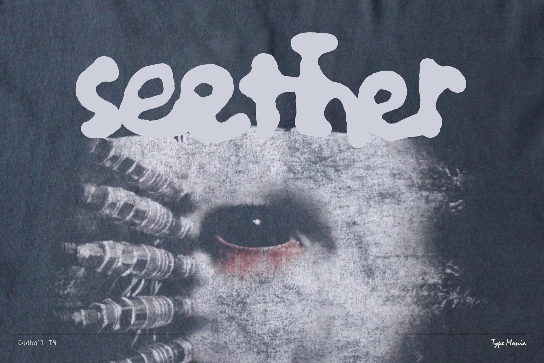 White organic letters spelling Soothe layered on grainy textured photo