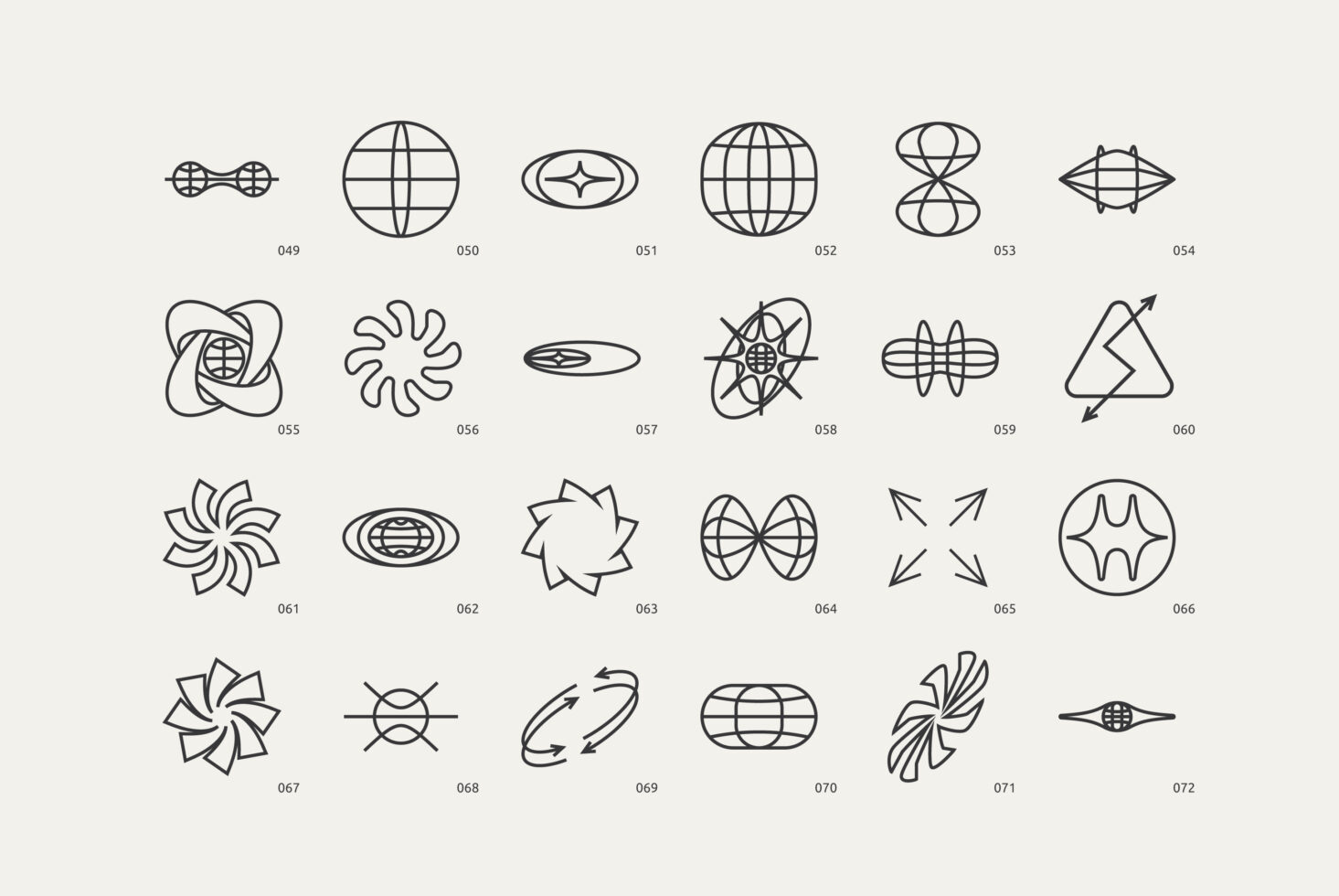 Vector abstract geometric icons set for graphic design. Collection of circular patterns for templates and graphics. Ideal for designers and creatives.