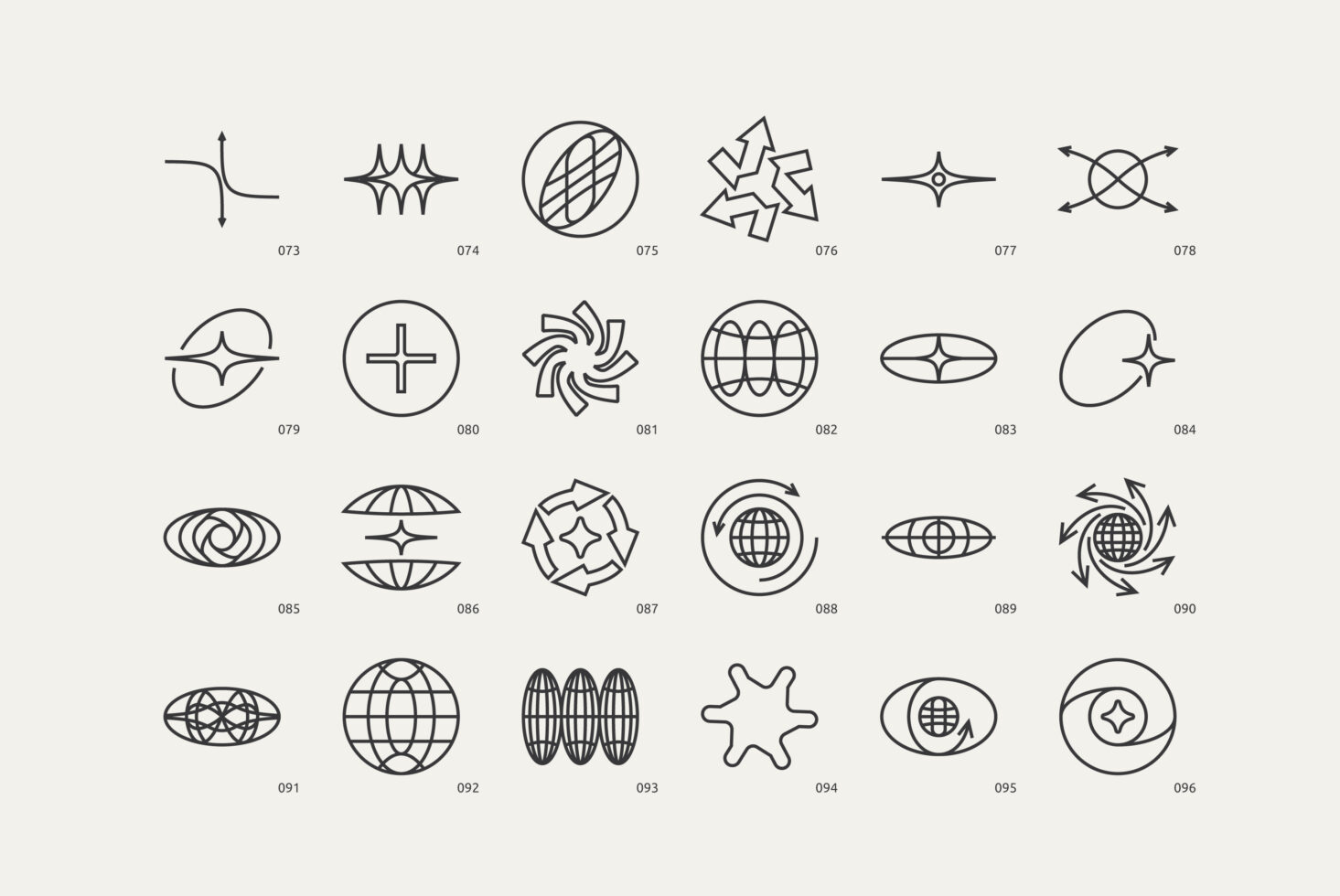Set of abstract geometric logos in black lines, ideal for branding and identity design. Perfect for designers seeking creative graphic templates.