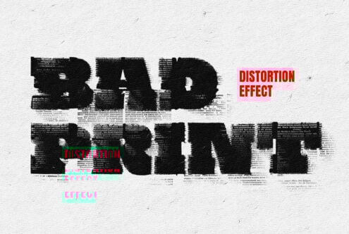 Distorted text effect mockup on canvas texture background ideal for designers seeking grunge style typography. Keywords: distortion text effect mockup typography design grunge.