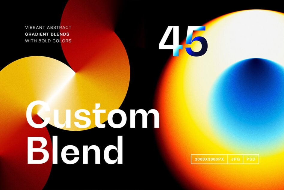 Vibrant abstract gradient design featuring bold color blends in yellow blue red suitable for graphic templates. Available in JPG PSD 3000x3000px.