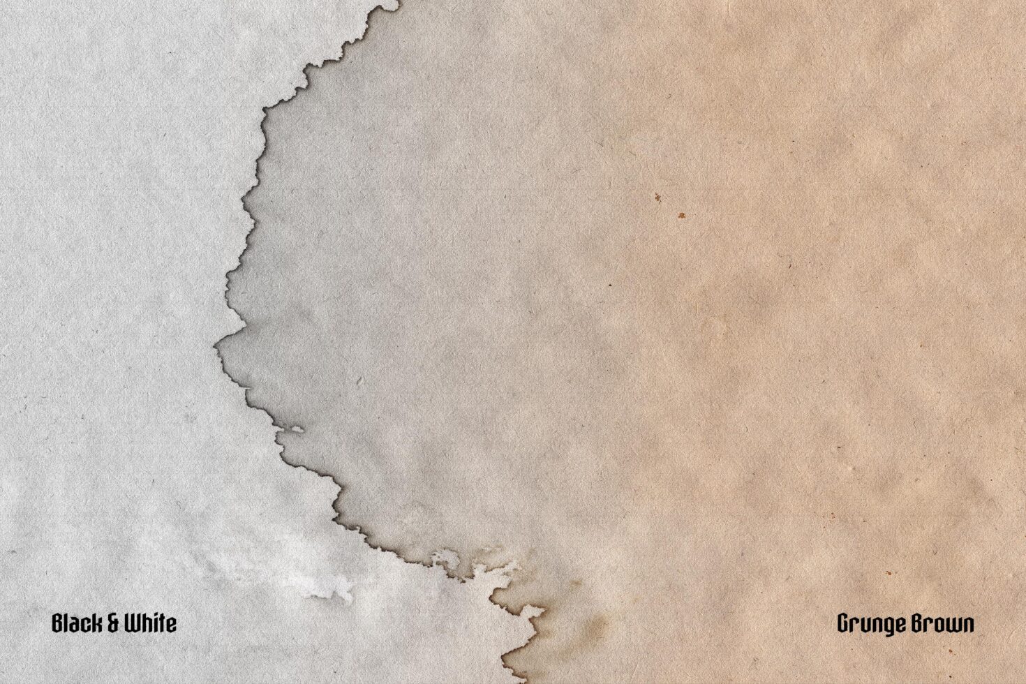 Grunge paper texture with black white and brown gradient effect. Ideal for mockups, backgrounds, digital assets. High-resolution design resource.